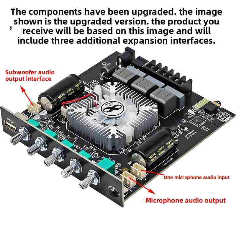 High Power 2.1-Channel Audio Amplifier | ZK-HT21 Bluetooth 5.0 Board with 2×160W+220W Sub Output & Multi-Input (AUX/USB)