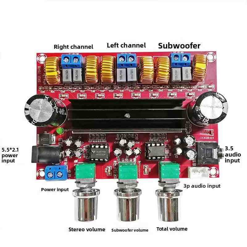 2.1-Channel Audio Amplifier Module TPA3116D2 | 50W×2+100W Subwoofer | Wide Voltage 12-24V with Tone Control