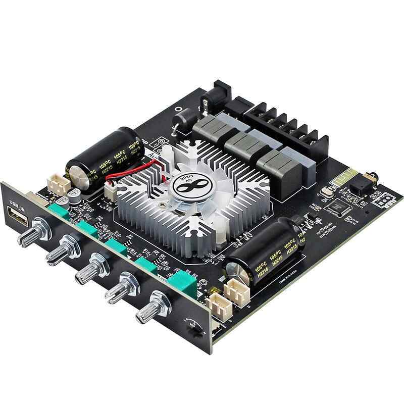 High Power 2.1-Channel Audio Amplifier | ZK-HT21 Bluetooth 5.0 Board with 2×160W+220W Sub Output & Multi-Input (AUX/USB)