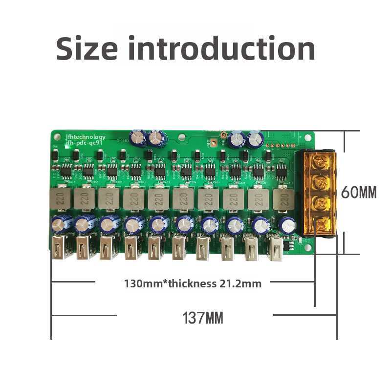 180W 10-Port USB-A Car Charger | 12V/24V DC Step-Down Fast Charging Board for Mobile Phones & Tablets