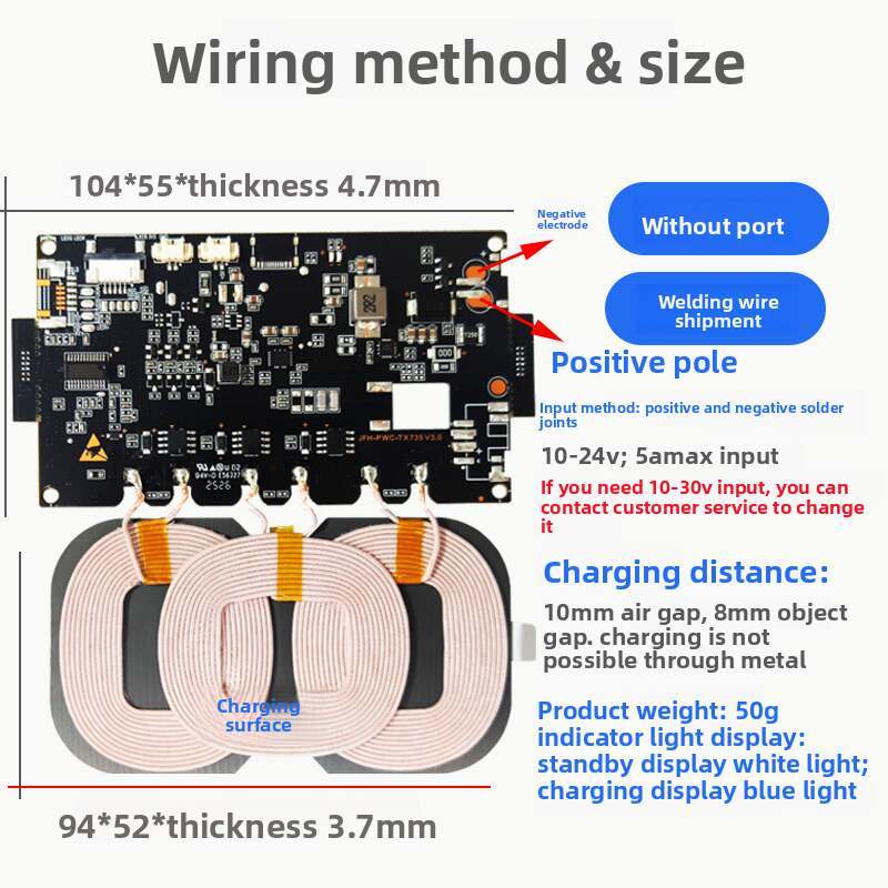 20W/22W Car Modification Wireless Charger Module | Triple-Coil 12V Fast Charging Transmitter for Custom Vehicles