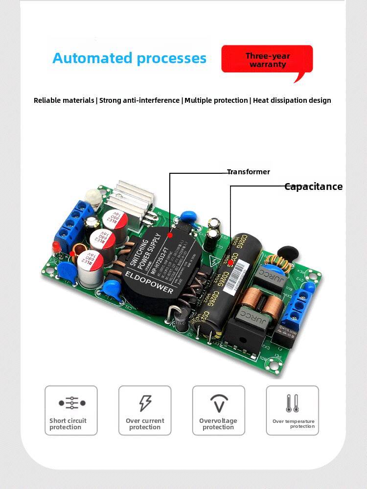 72W Ultra-Thin AC-DC Bare Board Power Supply - 24V/12V Adjustable, Medical-Grade EN60601-1