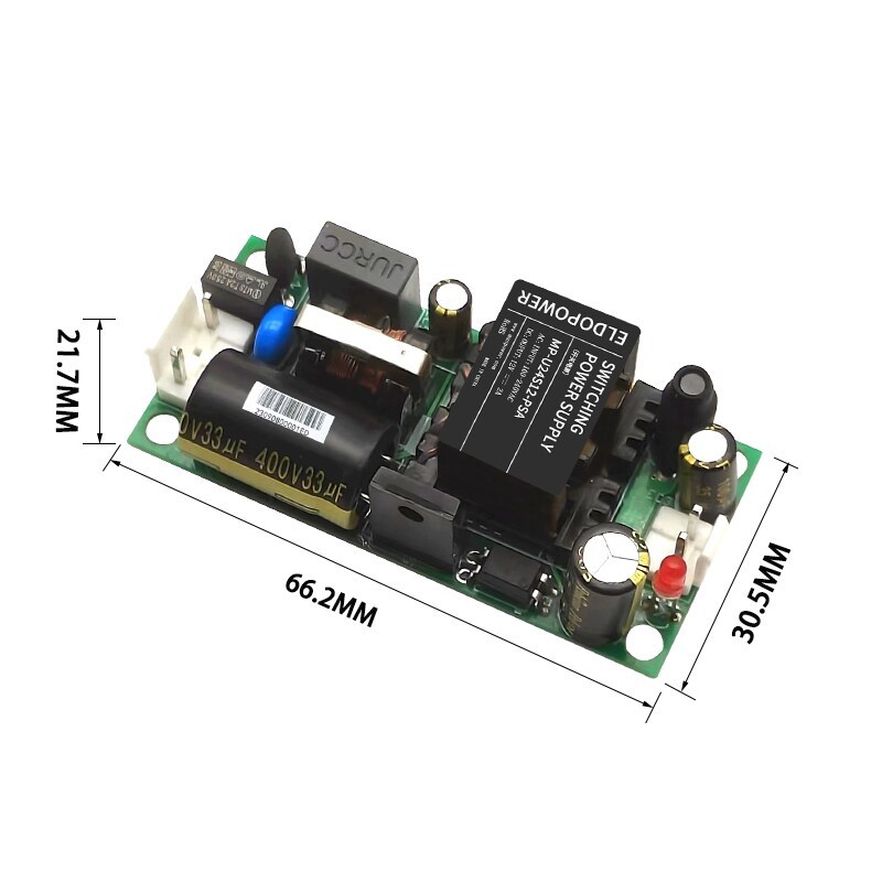 24W Ultra-Compact AC-DC Switch Power Module - 220V to 12V/2A, 3000VAC Isolation