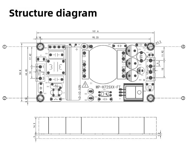 72W Ultra-Thin AC-DC Bare Board Power Supply - 24V/12V Adjustable, Medical-Grade EN60601-1