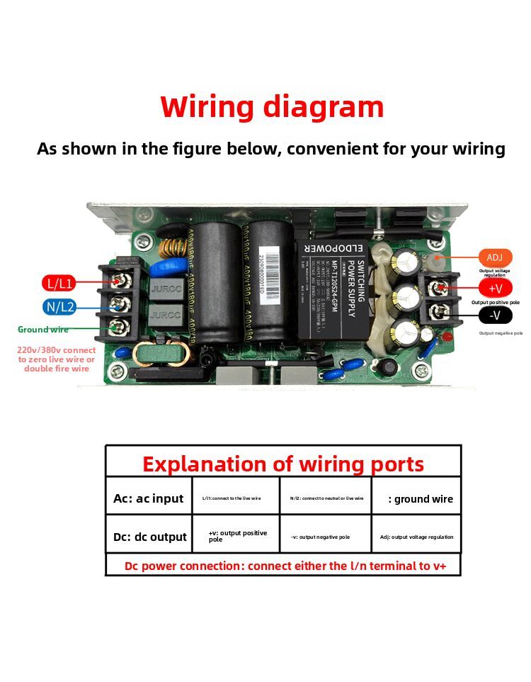 AC-DC 120W 380V to 12V24V 48V MP - T120SXX - GPM 120W AC/DC Switching Power Supply, Aluminum Shell & Natural Cooling