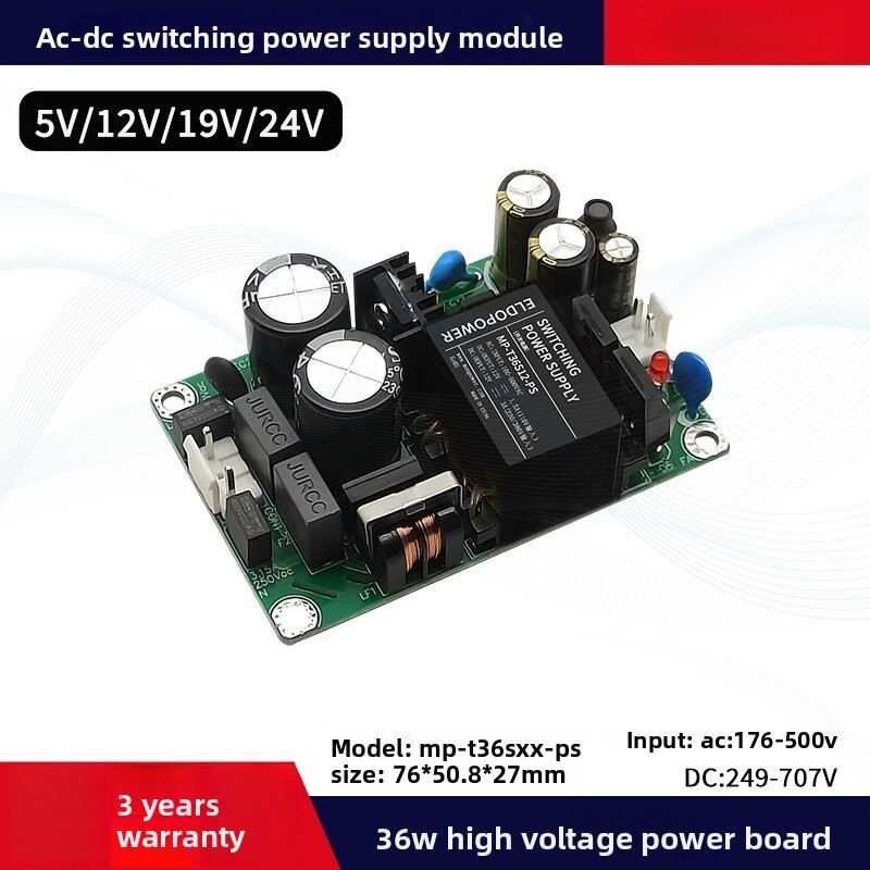 36W High Voltage AC-DC Power Supply | 176-500VAC Input, 5V/12V/19V/24V Output, 3000VAC Isolation