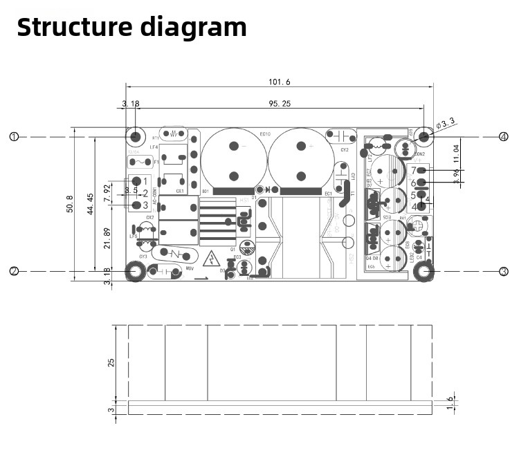 72W AC-DC Power Module | 380VAC to 12V/24V/48V Adjustable Output, 3000VAC Isolation