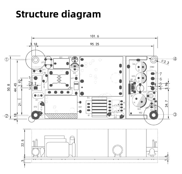 72W AC-DC Power Module | 85-264VAC Input, 5V/12V/24V/36V/48V Adjustable Output, 3000VAC Isolation