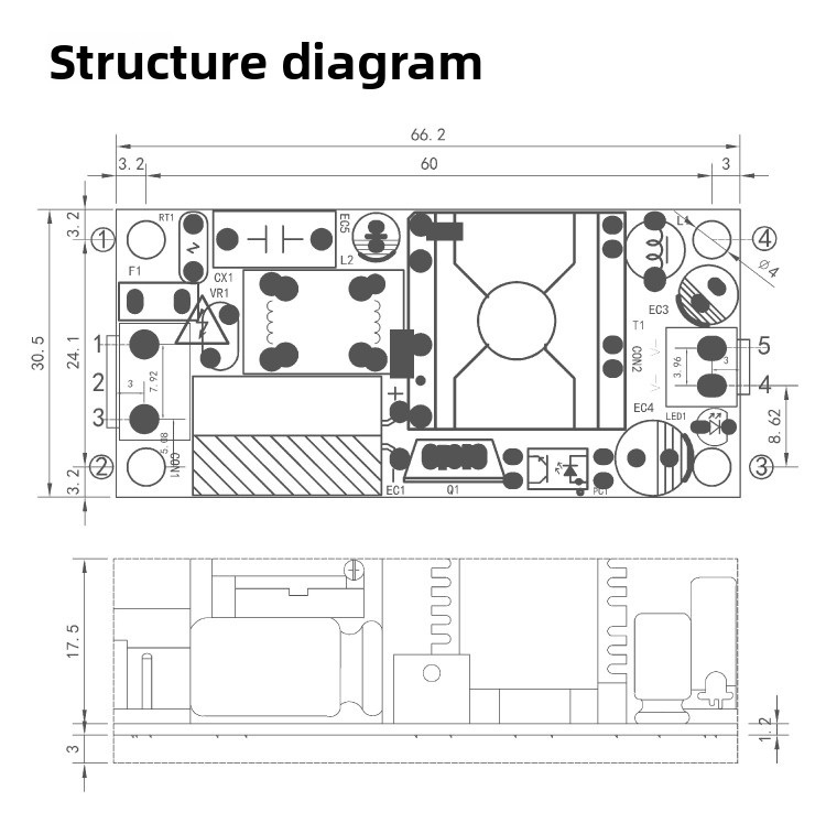 24W AC-DC Power Supply Module | 85-264VAC Input, 5V/12V/24V/48V Output, 3000VAC Isolation