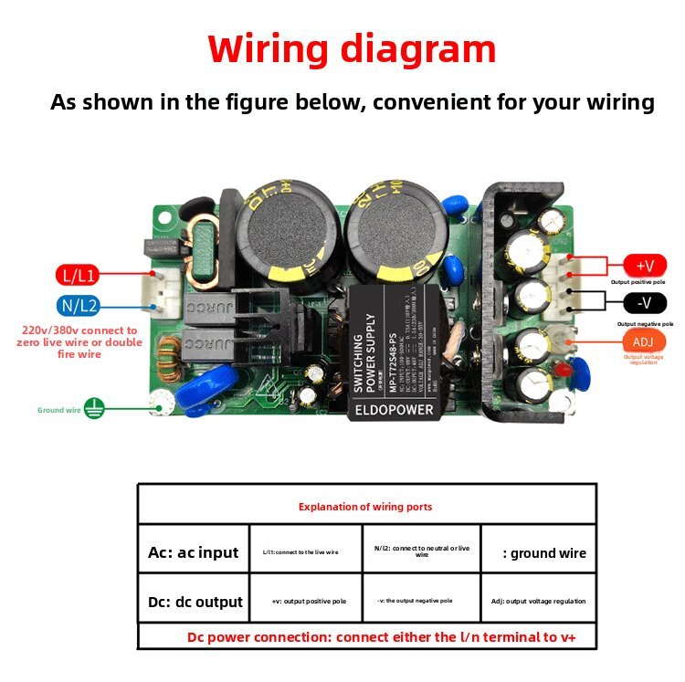 72W AC-DC Power Module | 380VAC to 12V/24V/48V Adjustable Output, 3000VAC Isolation