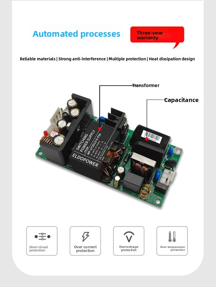 72W Dual Output AC-DC Power Supply 220V to 12V/24V+5V/12V, Isolated Design, MP-U72DXX+YY-PSA