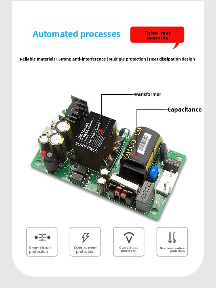 36W AC-DC 220V to 12V 3A Switching Power Supply Module, Small Size, MP-U36SXX-PS Series