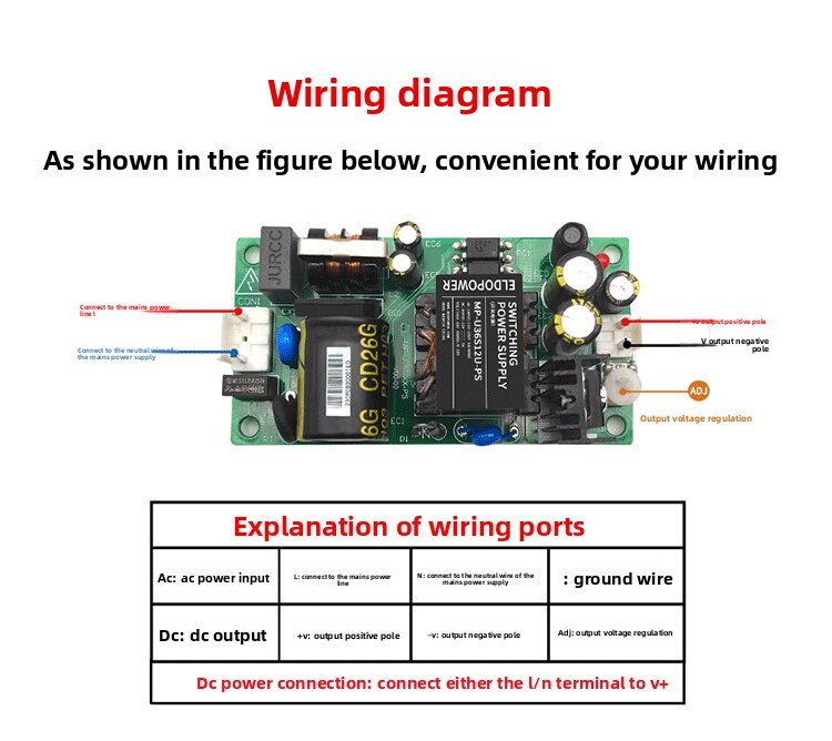 36W AC-DC 220V to 12V 3A Switching Power Supply Module, Small Size, MP-U36SXX-PS Series
