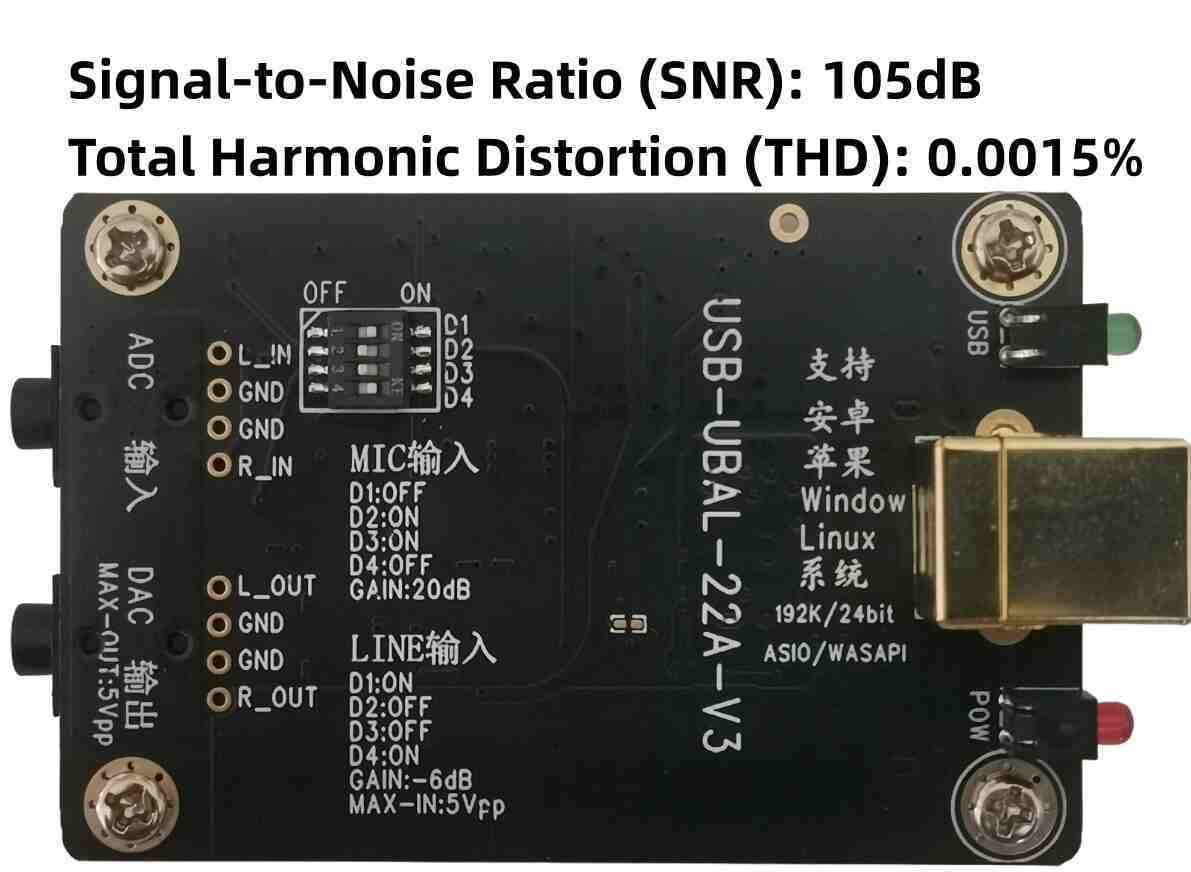 192kHz/24bit USB ASIO Audio Module: CS5341 ADC + ES9023 DAC, Low Noise, Overvoltage Protection
