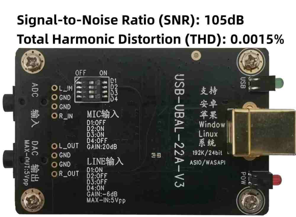 192kHz/24bit USB ASIO Audio Module: CS5341 ADC + ES9023 DAC, Low Noise, Overvoltage Protection