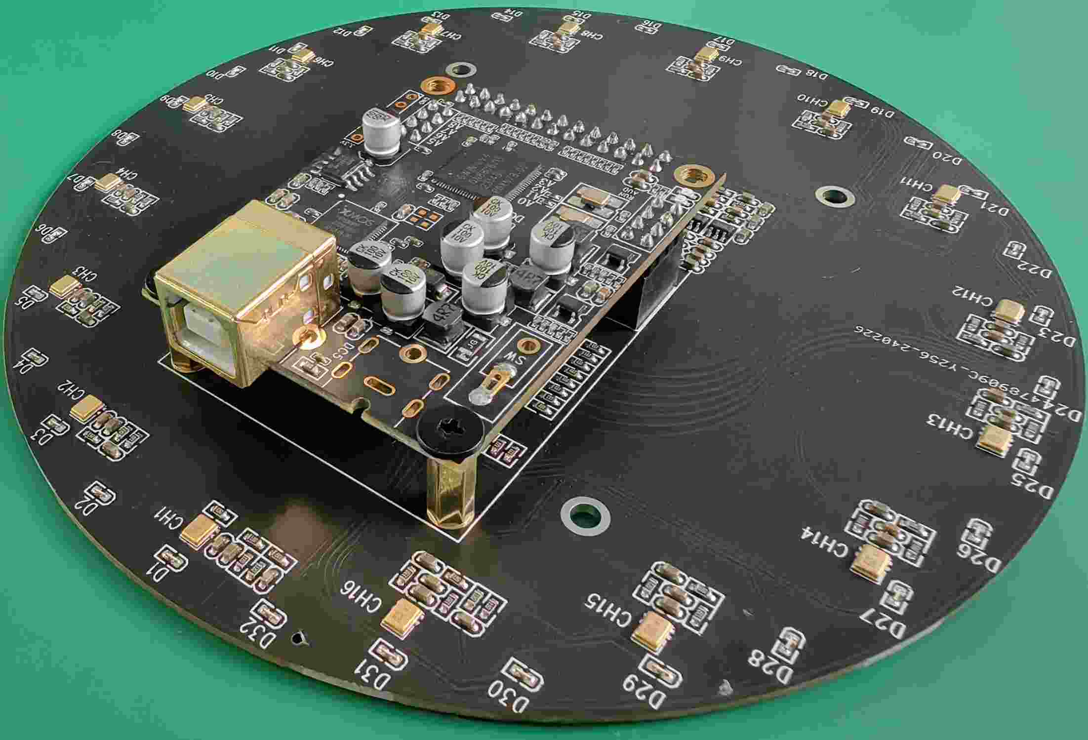 16-Channel Circular MEMS Microphone Array Kit with USB Audio Interface & 32-LED Direction Indicators