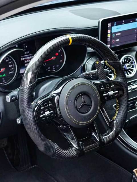 Custom Exclusive Carbon Fiber Steering Wheel with LED Race Digital Display for Mercedes Benz