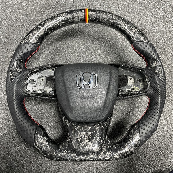 Honda Genuine Leather Carbon Fiber Steering Wheel With Engine Start Switch Drive Button Sport Multi-Function