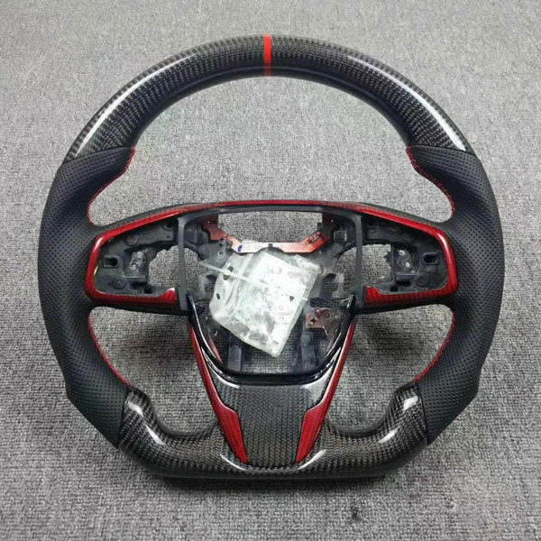 Honda Genuine Leather Carbon Fiber Steering Wheel With Engine Start Switch Drive Button Sport Multi-Function