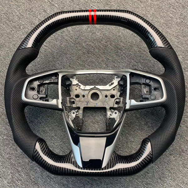 Honda Genuine Leather Carbon Fiber Steering Wheel With Engine Start Switch Drive Button Sport Multi-Function