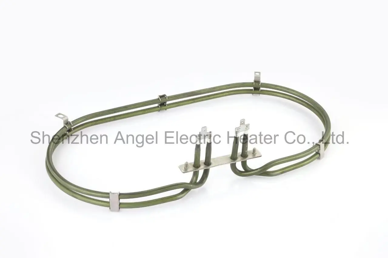 Compact electric tubular heater for microwave oven appliance manufacturing