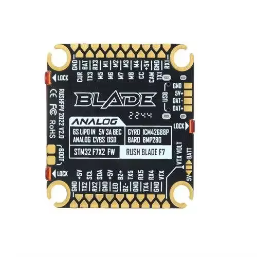 RUSHFPV RUSH BLADE V2 F722 Analog / Digital Flight Controller Extreme 60A 128K BLHELI32 4in1 ESC Stack Speedybee F405 V3