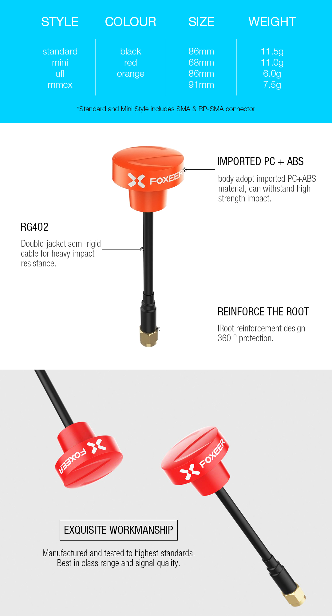 Foxeer Pagoda PRO 5.8G FPV Antenna SMA RHCP 150mm Omnidirectional Antenna for Long Range FPV Racing Drone