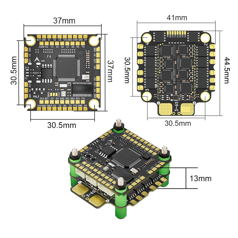 PFLY Aocoda F460 F405 V4 60A AM32 Stack ESC/FC Flight Controller for RC FPV Drone