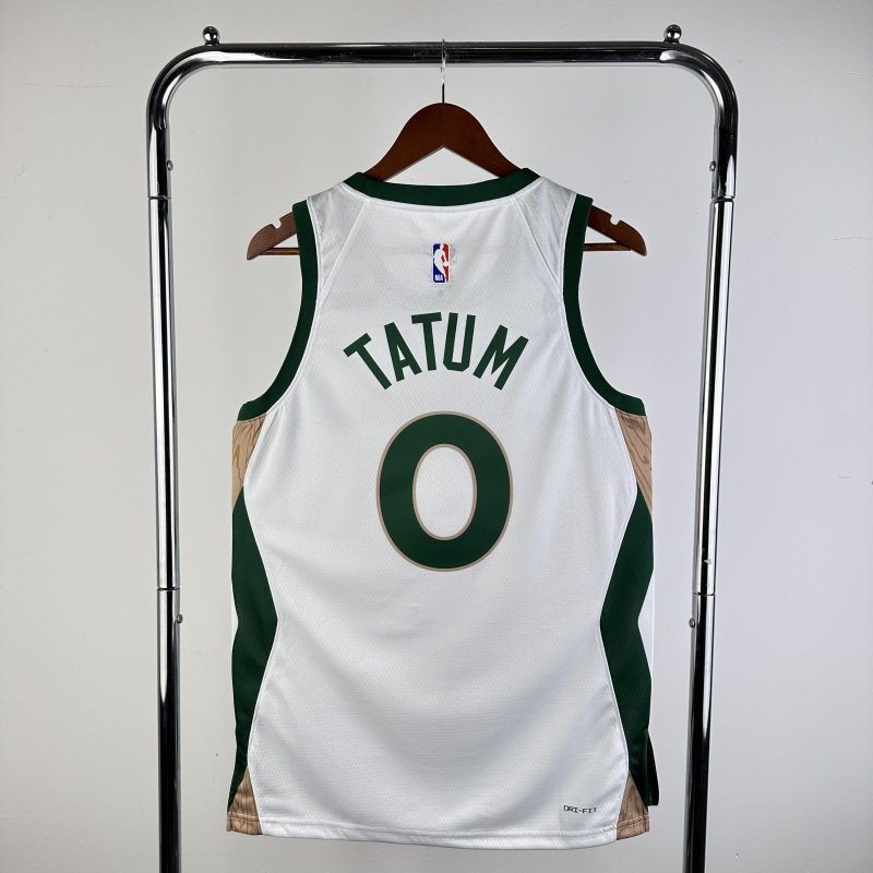 【 NBA 】Men’s 2024 Jayson Tatum White Team NO.0 Jersey – City Edition