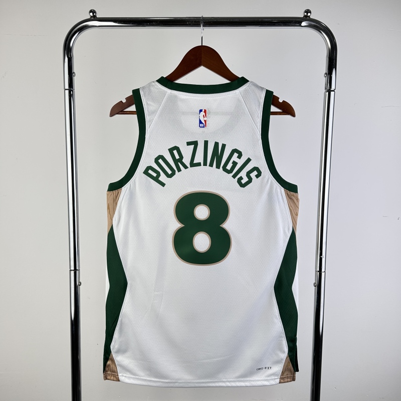【 NBA 】Men’s 2024 Kristaps Porzingis White Team NO.8 Jersey – City Edition