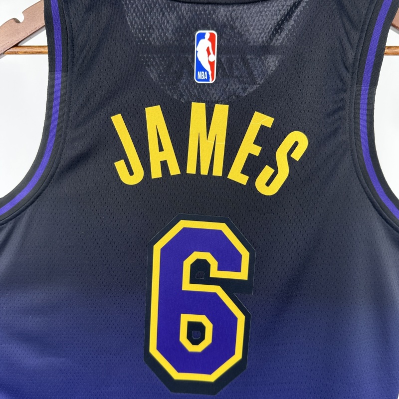 【 NBA 】Los Angeles Lakers season 2025 JAMES Team Jersey NO.6 – City Edition