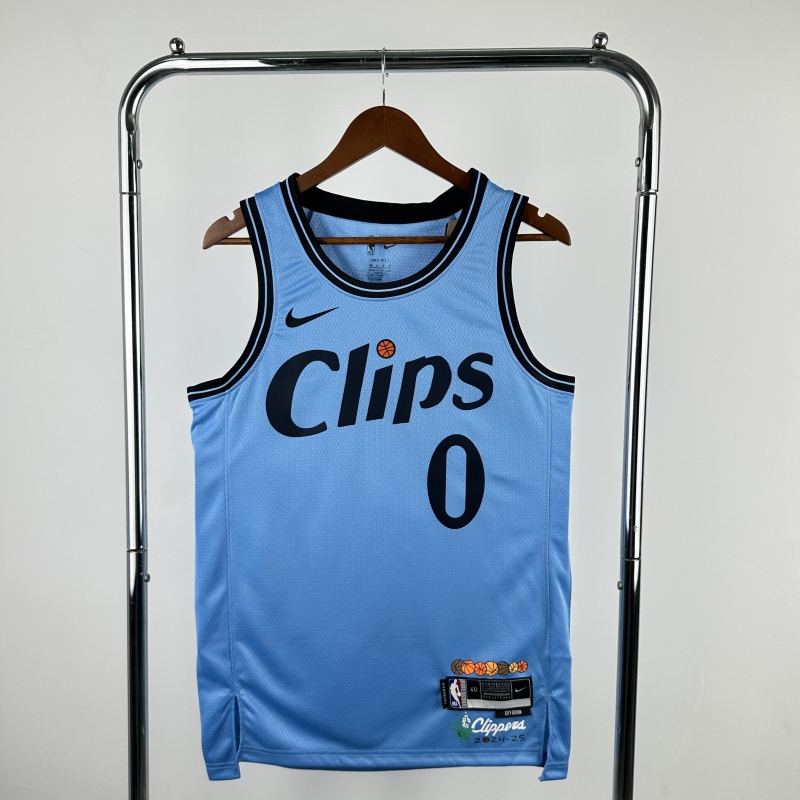 【 NBA 】Los Angeles Clippers season 2025 WESTBROOK Team Jersey NO.0 – City Edition