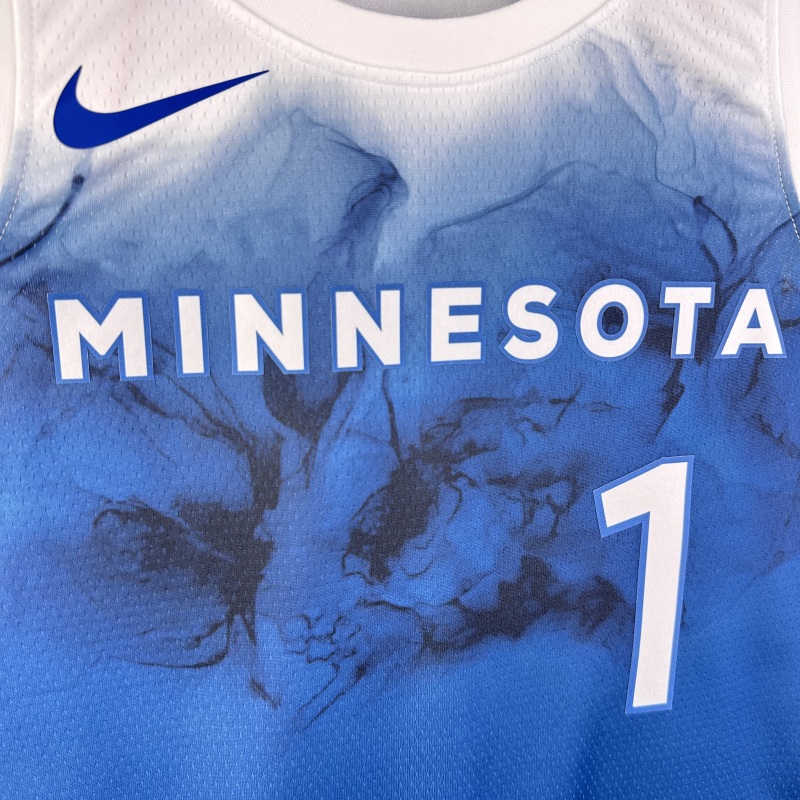 【 NBA 】Minnesota Timberwolves season 2024 ANDERSON Team Jersey NO.1 – City Edition
