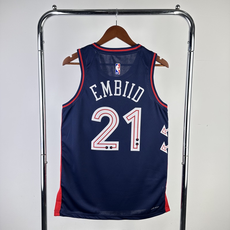 【 NBA 】Philadelphia 76ers season 2024 EMBIID Team Jersey NO.21 – City Edition