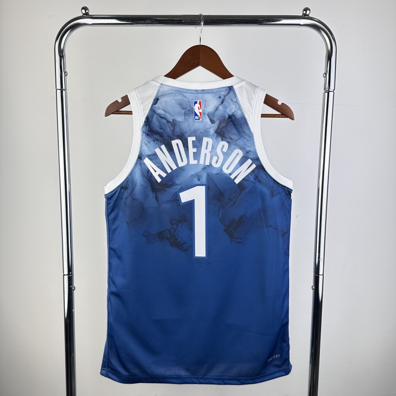 【 NBA 】Minnesota Timberwolves season 2024 ANDERSON Team Jersey NO.1 – City Edition