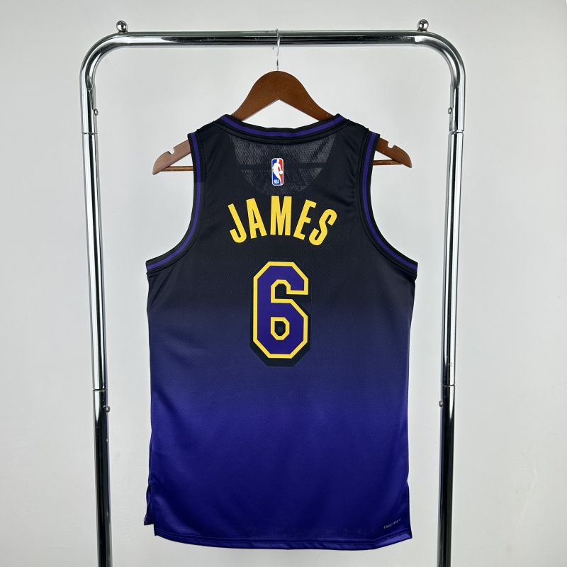 【 NBA 】Los Angeles Lakers season 2025 JAMES Team Jersey NO.6 – City Edition
