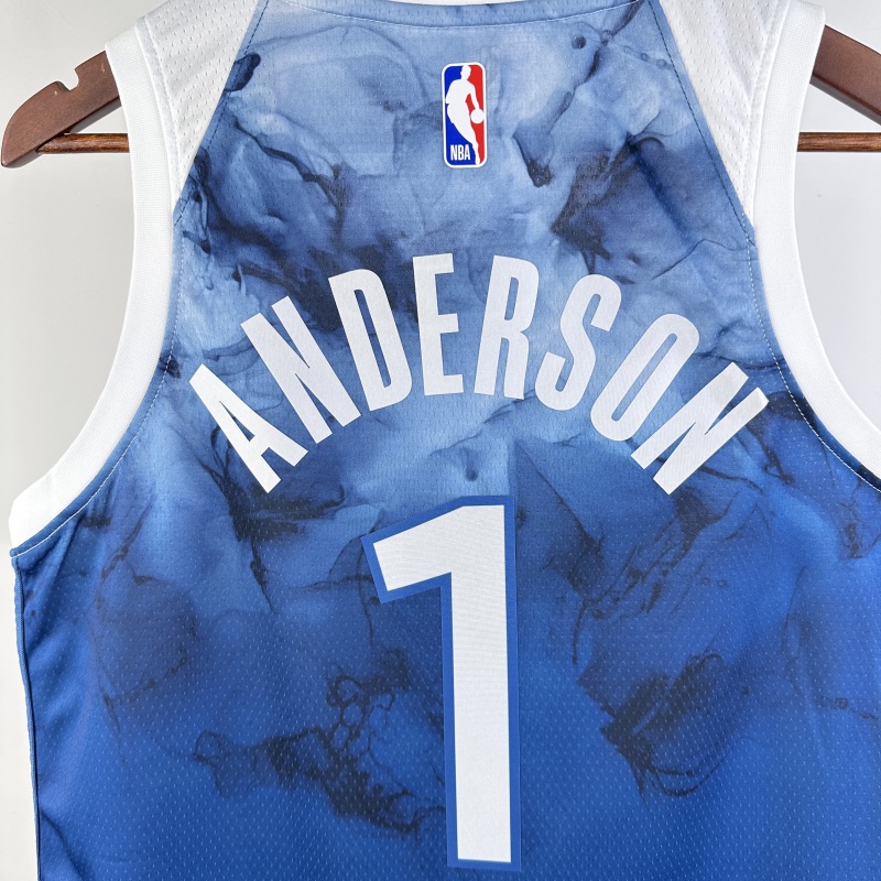 【 NBA 】Minnesota Timberwolves season 2024 ANDERSON Team Jersey NO.1 – City Edition