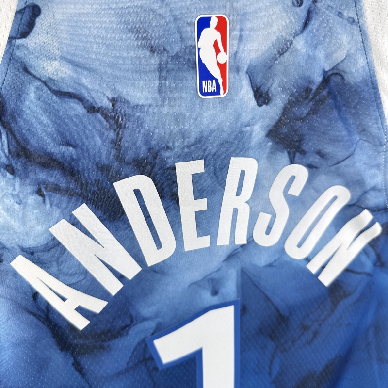 【 NBA 】Minnesota Timberwolves season 2024 ANDERSON Team Jersey NO.1 – City Edition