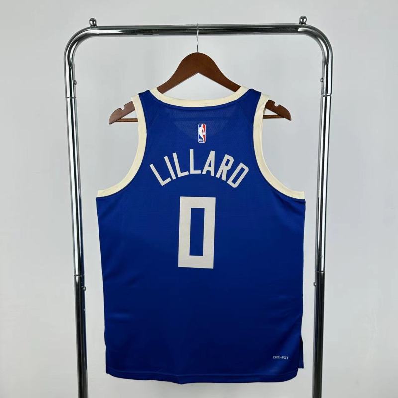 【 NBA 】Milwaukee Bucks season 2025 LILLARD Team Jersey NO.0  – City Edition