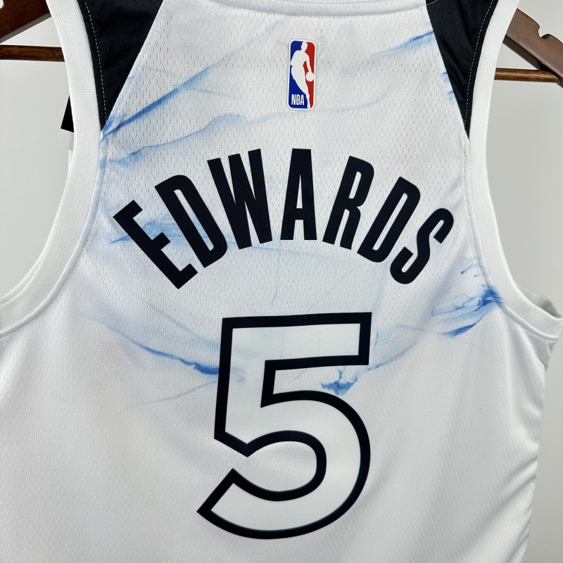 【 NBA 】Minnesota Timberwolves season 2025 EDWARDS Team Jersey NO.5 – City Edition