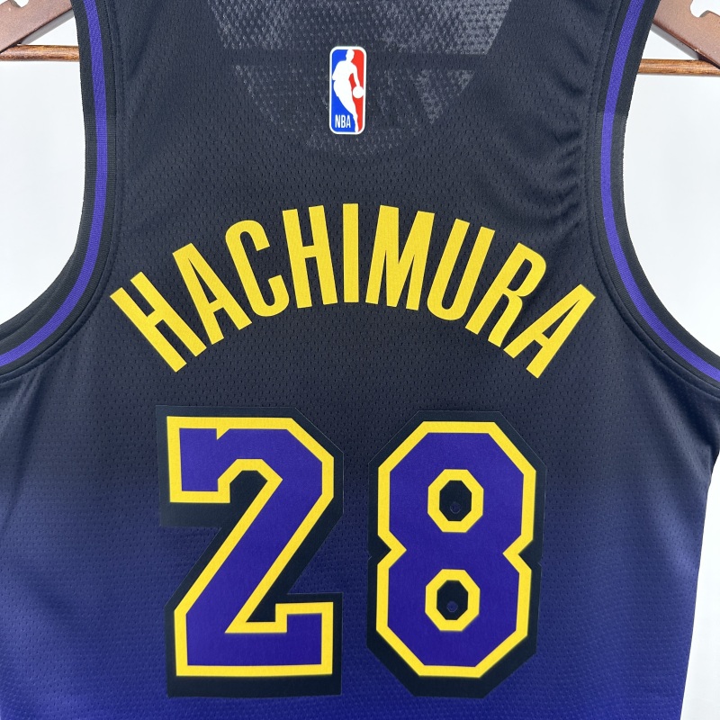 【 NBA 】Los Angeles Lakers season 2025 HACHIMURA Team Jersey NO.28 – City Edition