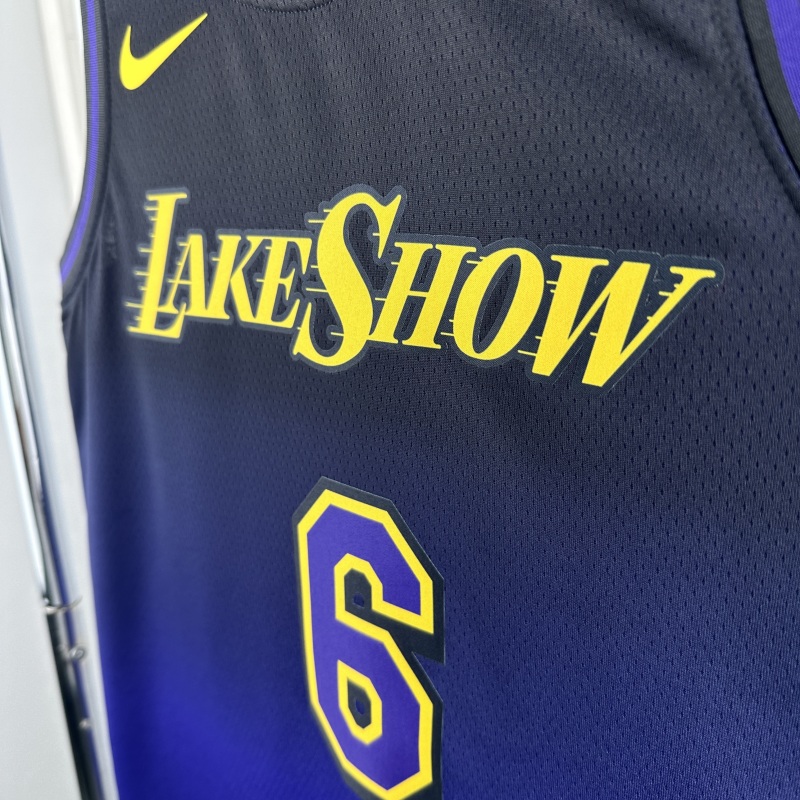 【 NBA 】Los Angeles Lakers season 2025 JAMES Team Jersey NO.6 – City Edition