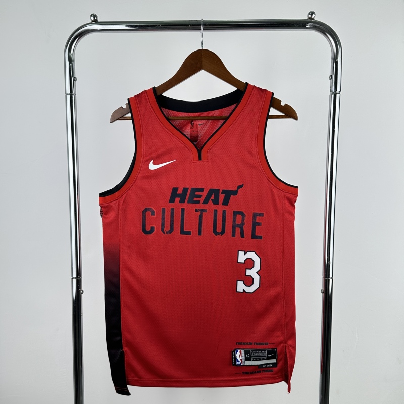 【 NBA 】Miami Heat season 2025 WADE Team Jersey NO.3  – City Edition