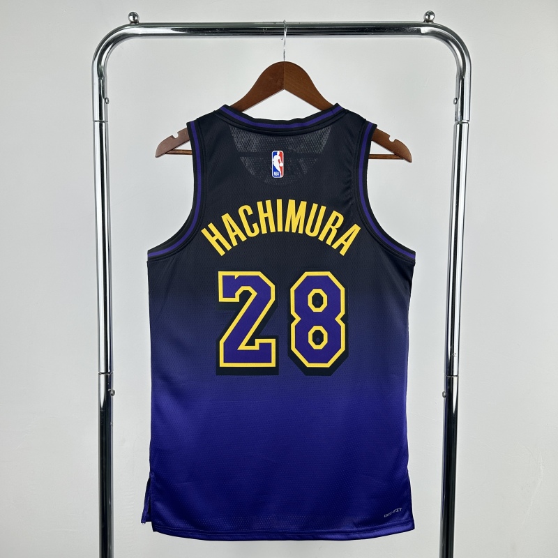 【 NBA 】Los Angeles Lakers season 2025 HACHIMURA Team Jersey NO.28 – City Edition