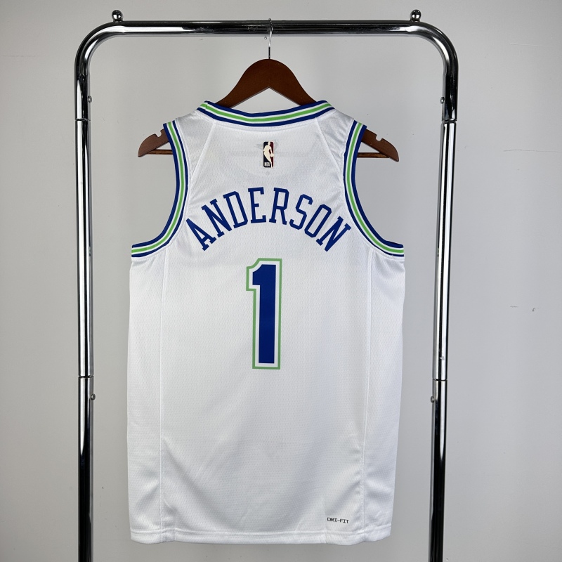 【 NBA 】Minnesota Timberwolves season 2024 ANDERSON Team Jersey NO.1 – City Edition