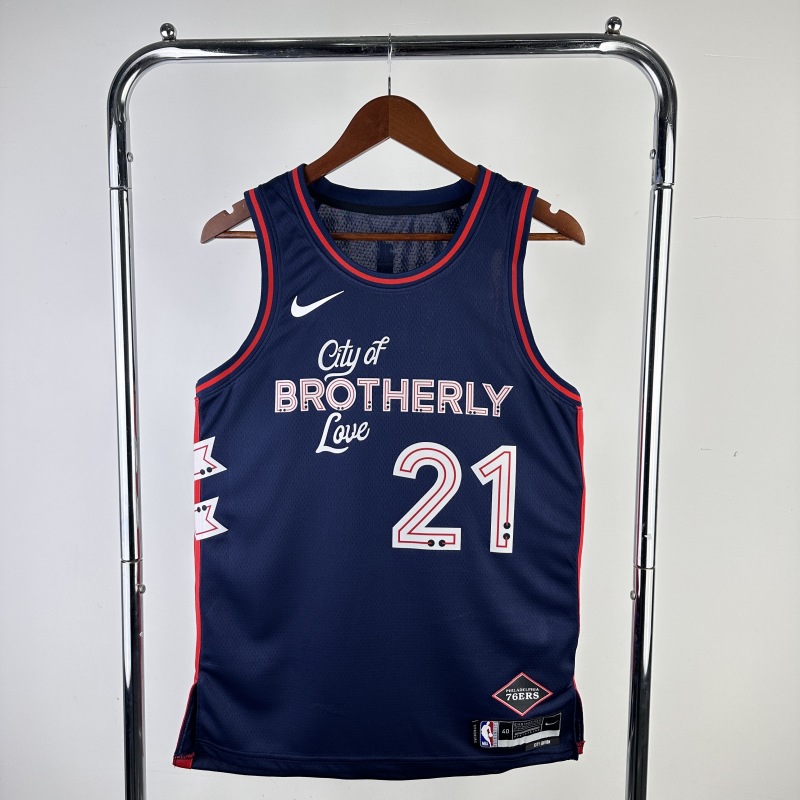 【 NBA 】Philadelphia 76ers season 2024 EMBIID Team Jersey NO.21 – City Edition