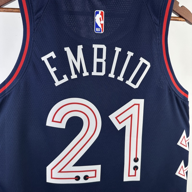 【 NBA 】Philadelphia 76ers season 2024 EMBIID Team Jersey NO.21 – City Edition