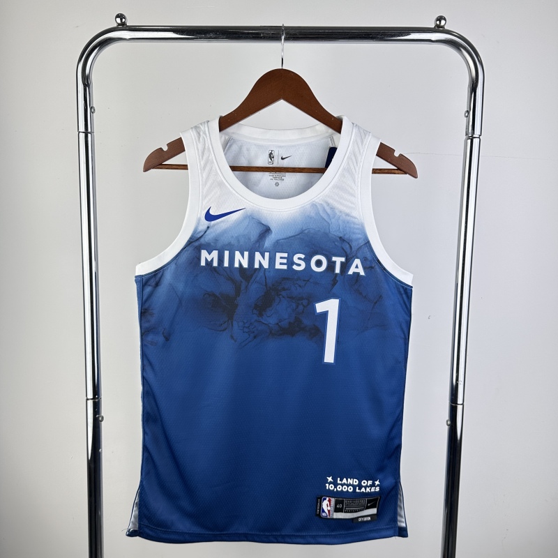【 NBA 】Minnesota Timberwolves season 2024 ANDERSON Team Jersey NO.1 – City Edition