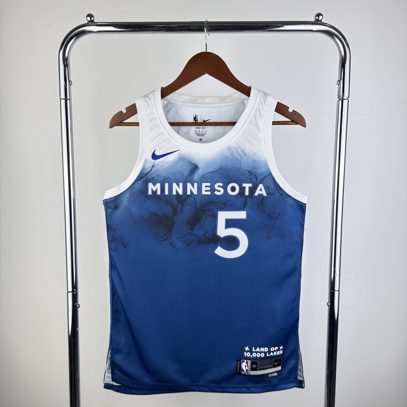 【 NBA 】Minnesota Timberwolves season 2024 EDWARDS Team Jersey NO.5 – City Edition