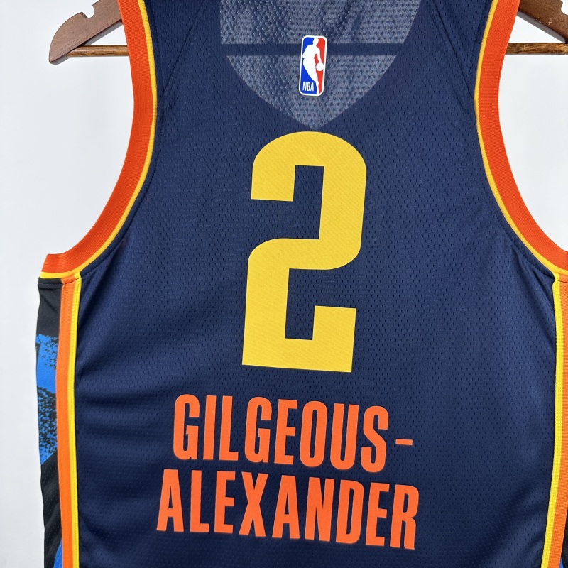 【 NBA 】Oklahoma City Thunder season 2025 Gilgeous-Alexander Team Jersey NO.2 – City Edition